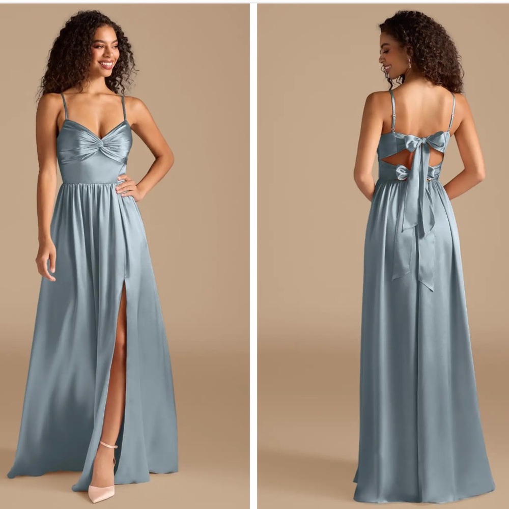 Azazie Zeya Metalic Satin Dusty Blue